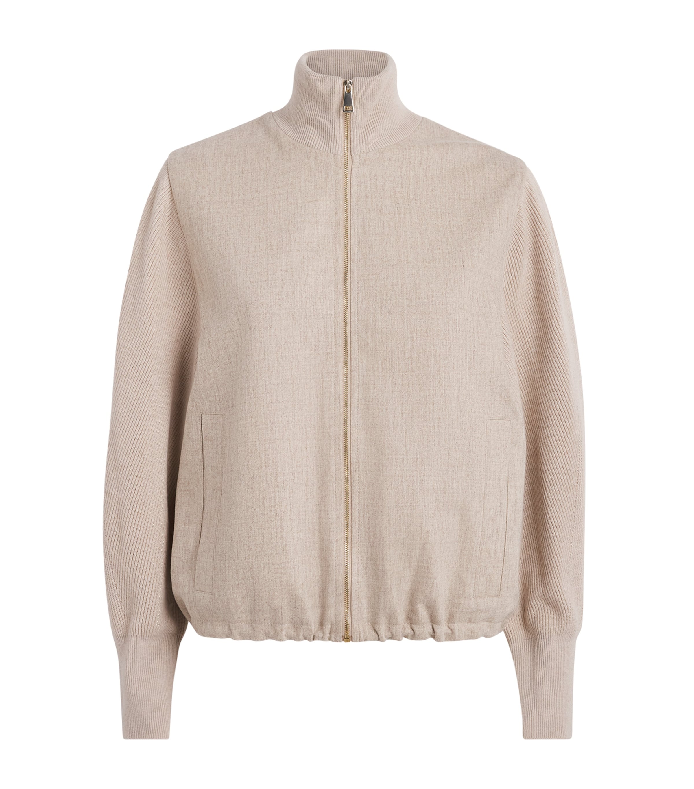 Fabiana Filippi Womens Flannel Bomber Jacket Greige