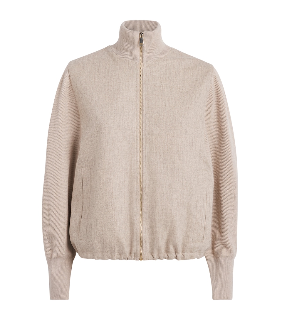 Fabiana Filippi Womens Flannel Bomber Jacket Greige