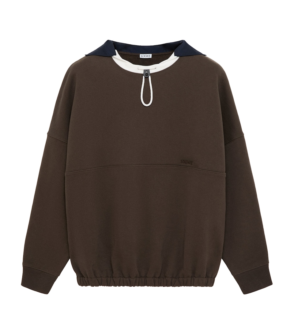 LOEWE Womens Cotton-Blend Drawstring Sweatshirt Brown
