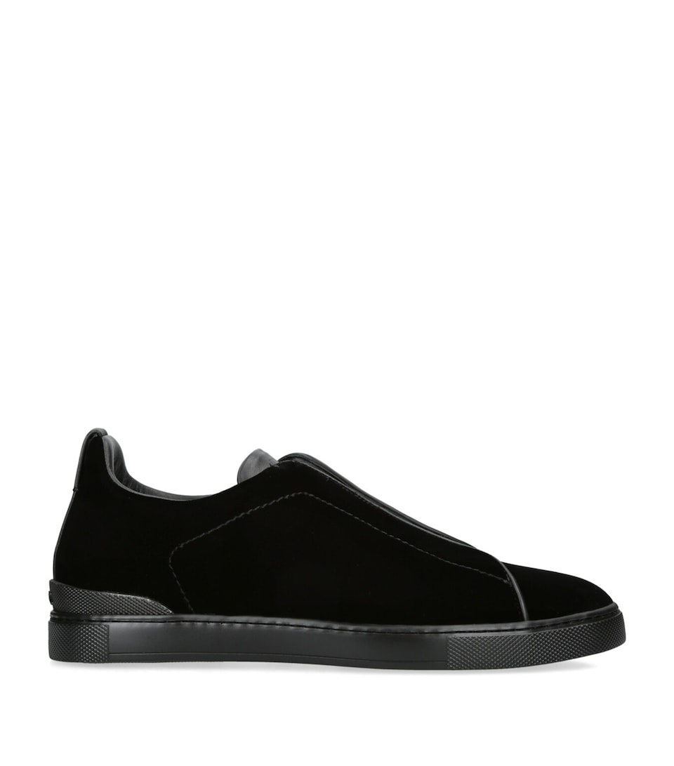 Zegna Velvet Triple Stitch Sneakers Black