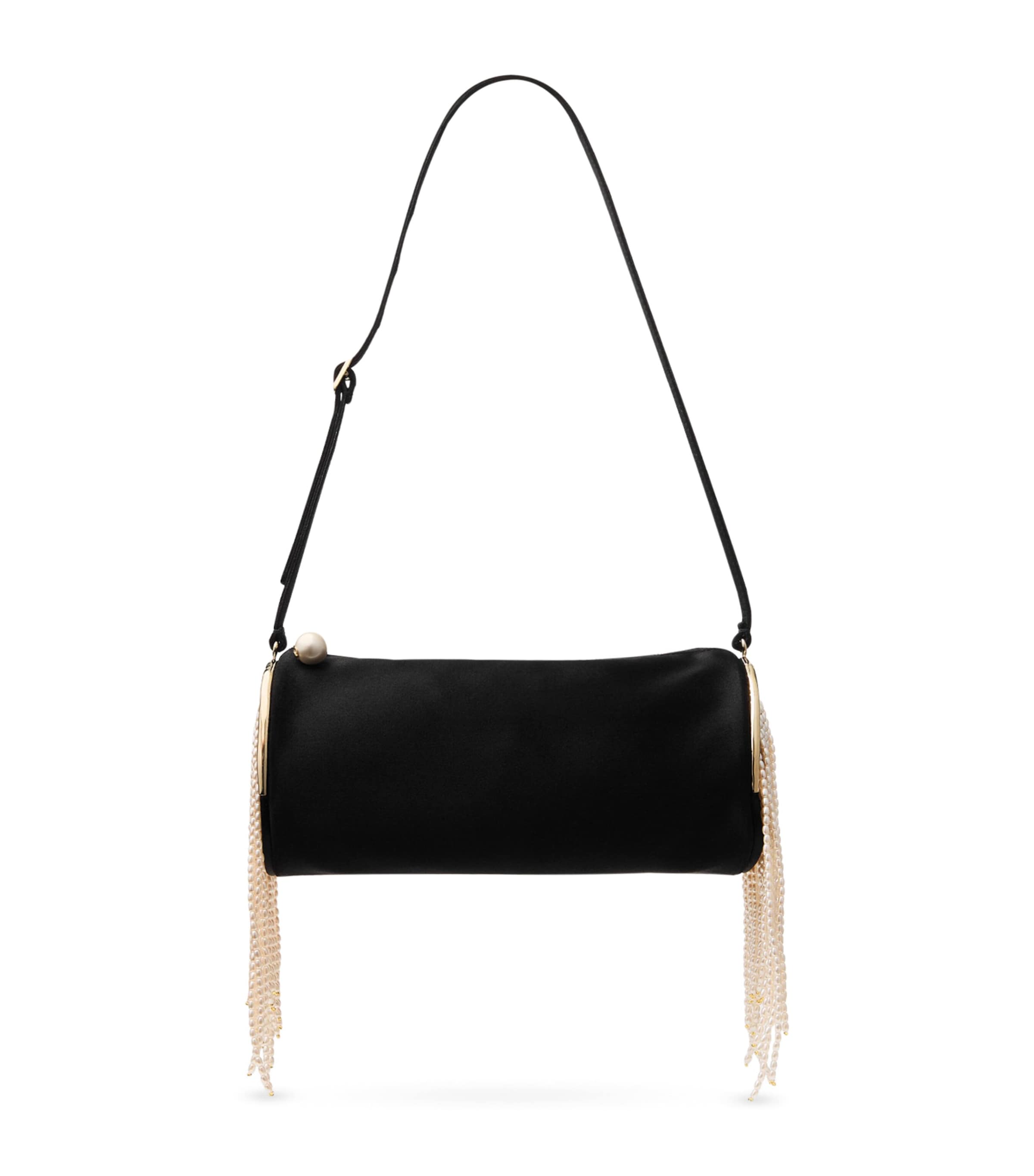 Jimmy Choo Mini Satin Tube Shoulder Bag Black/light Gold