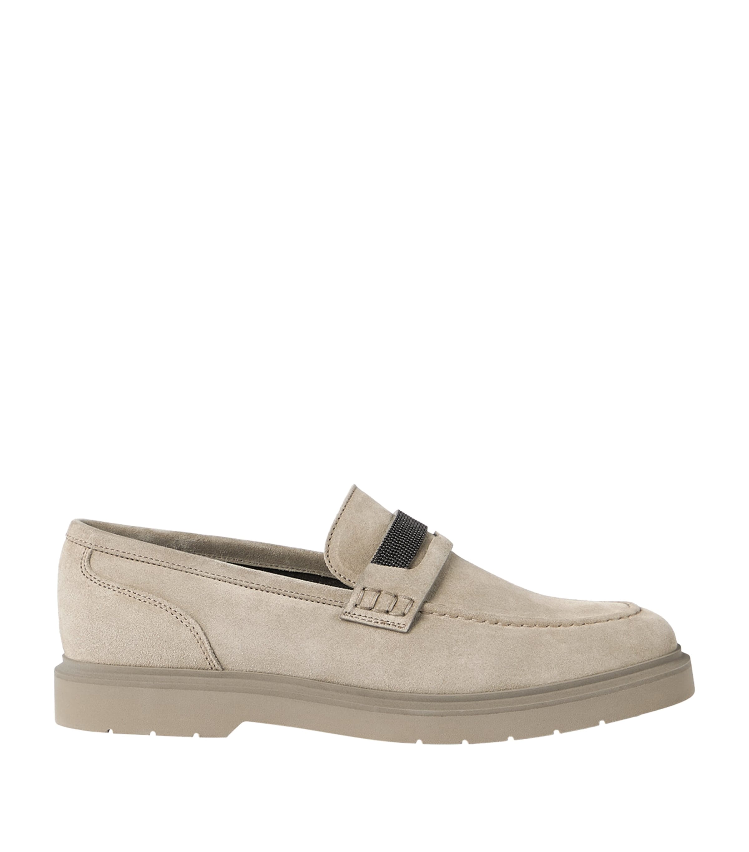 Brunello Cucinelli Suede Monili Penny Loafers