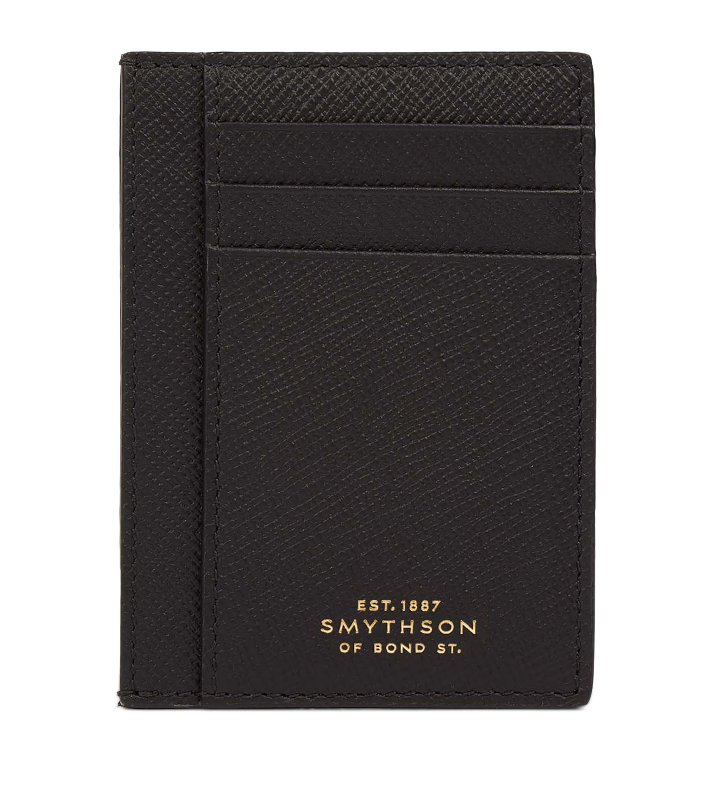 Smythson Panama Leather Compact Card Holder Black