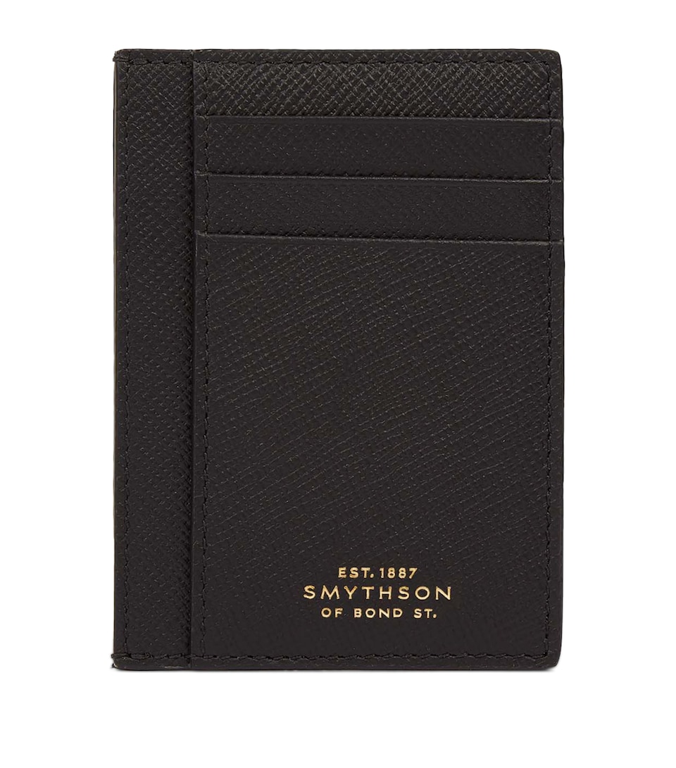 Smythson Panama Leather Compact Card Holder Black