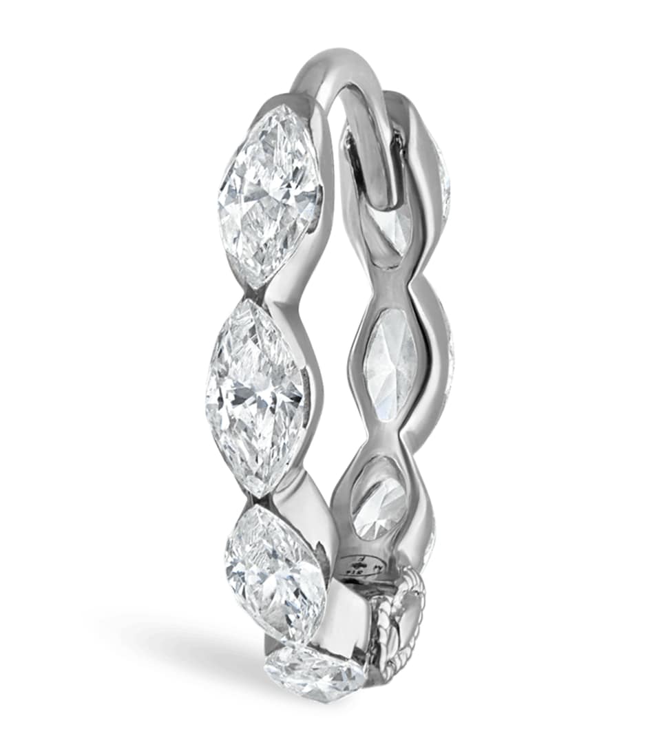 Maria Tash White Gold and Diamond Marquise Eternity Hoop Earring (8mm) White Gold