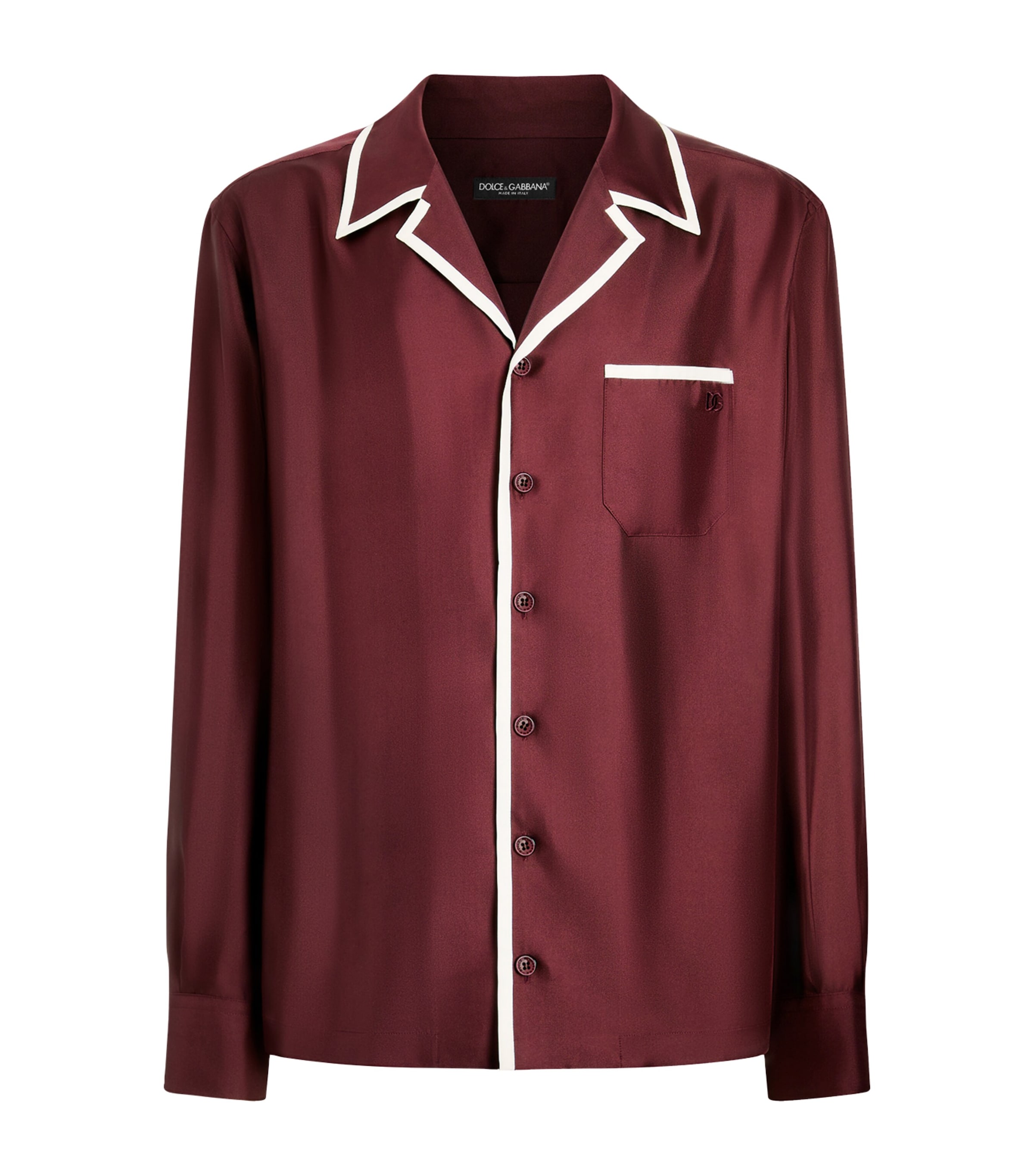Dolce&Gabbana Mens Silk Twill Vanity Shirt Wine