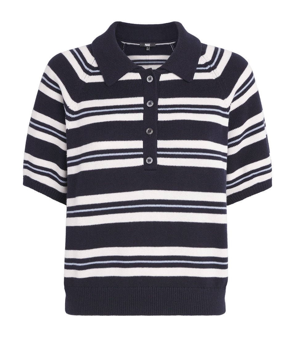 PAIGE Womens Stripe Birch Polo Top Navy Multi