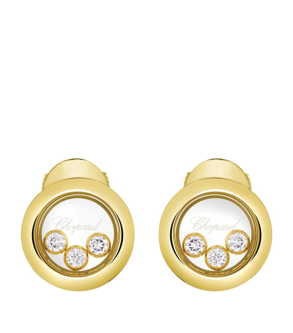 Chopard Yellow Gold and Diamond Happy Diamonds Icons Earrings Yellow Gold