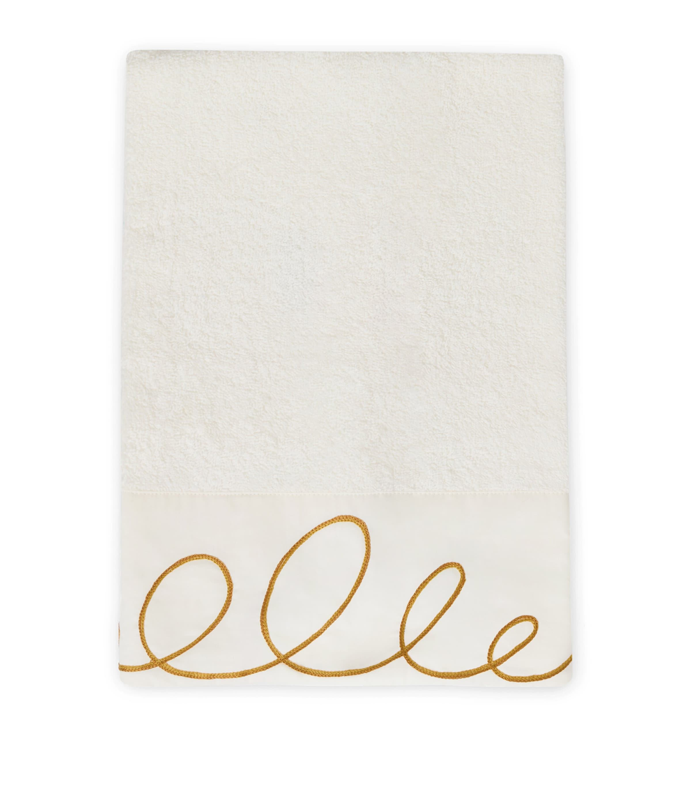 Loretta Caponi Cotton Terry Mobile Bath Towel (115cm x 70cm) White