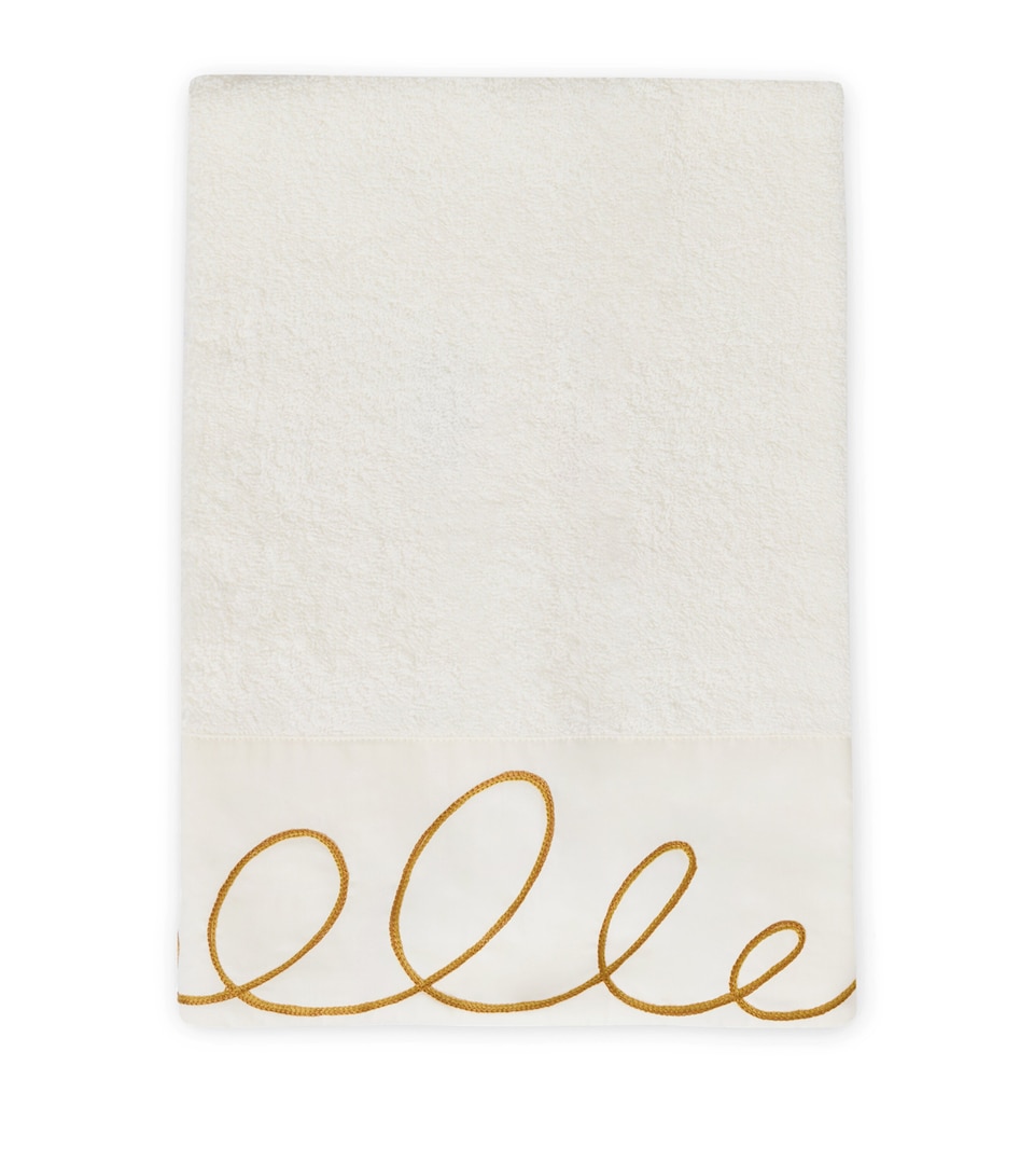 Loretta Caponi Cotton Terry Mobile Bath Towel (115cm x 70cm) White