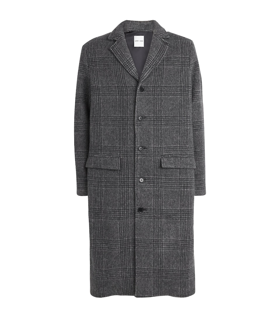 Wool-Blend Check Overcoat