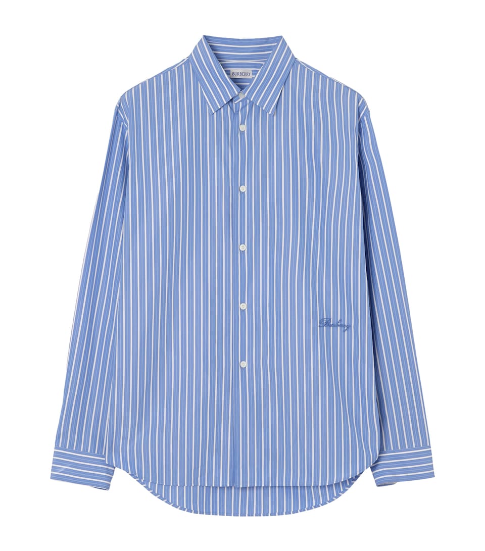 Burberry Mens Cotton Striped Shirt Classic Blue/white