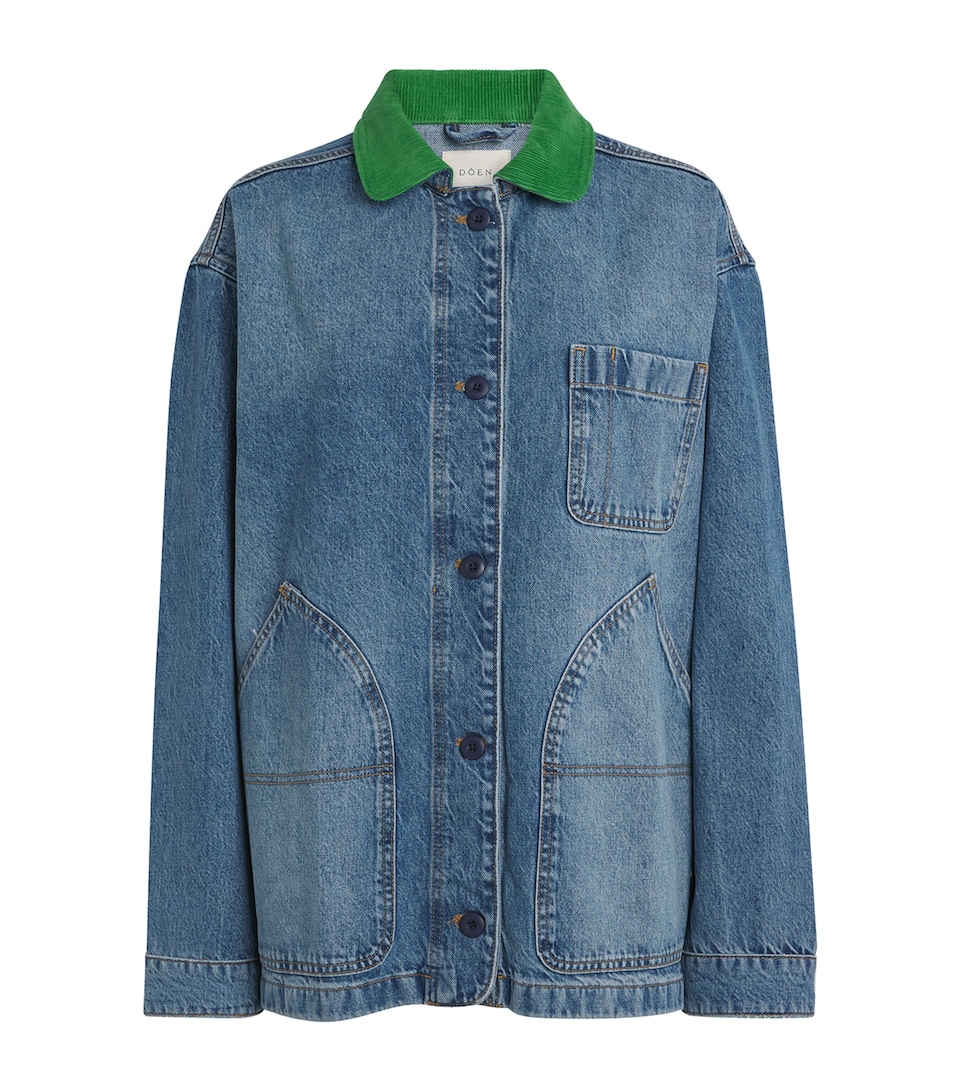 DÔEN Womens Pascual Barn Denim Jacket Clgry Wsh Kly Grn Cl