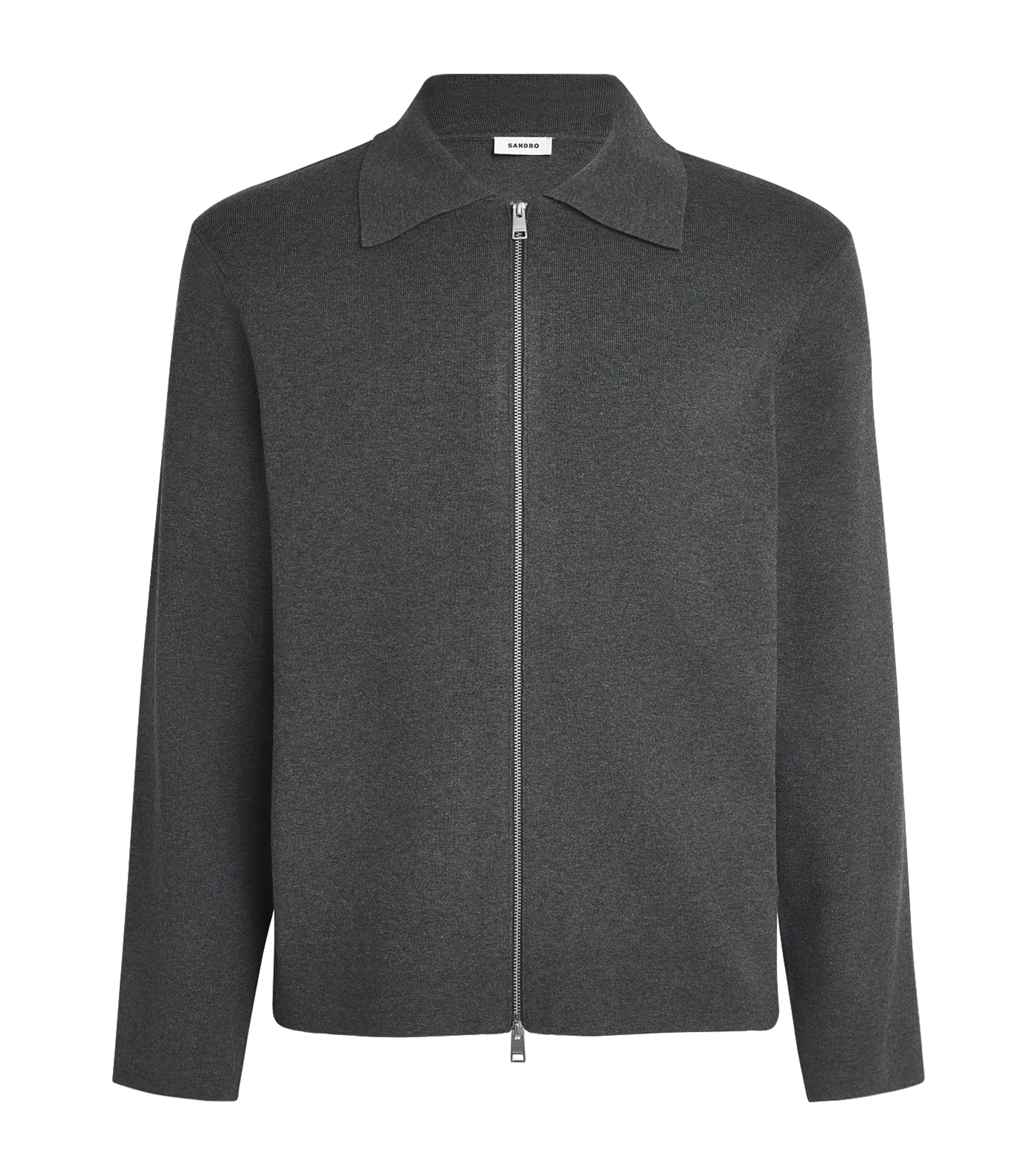 Sandro Paris Mens Zip-Up Cardigan Grey