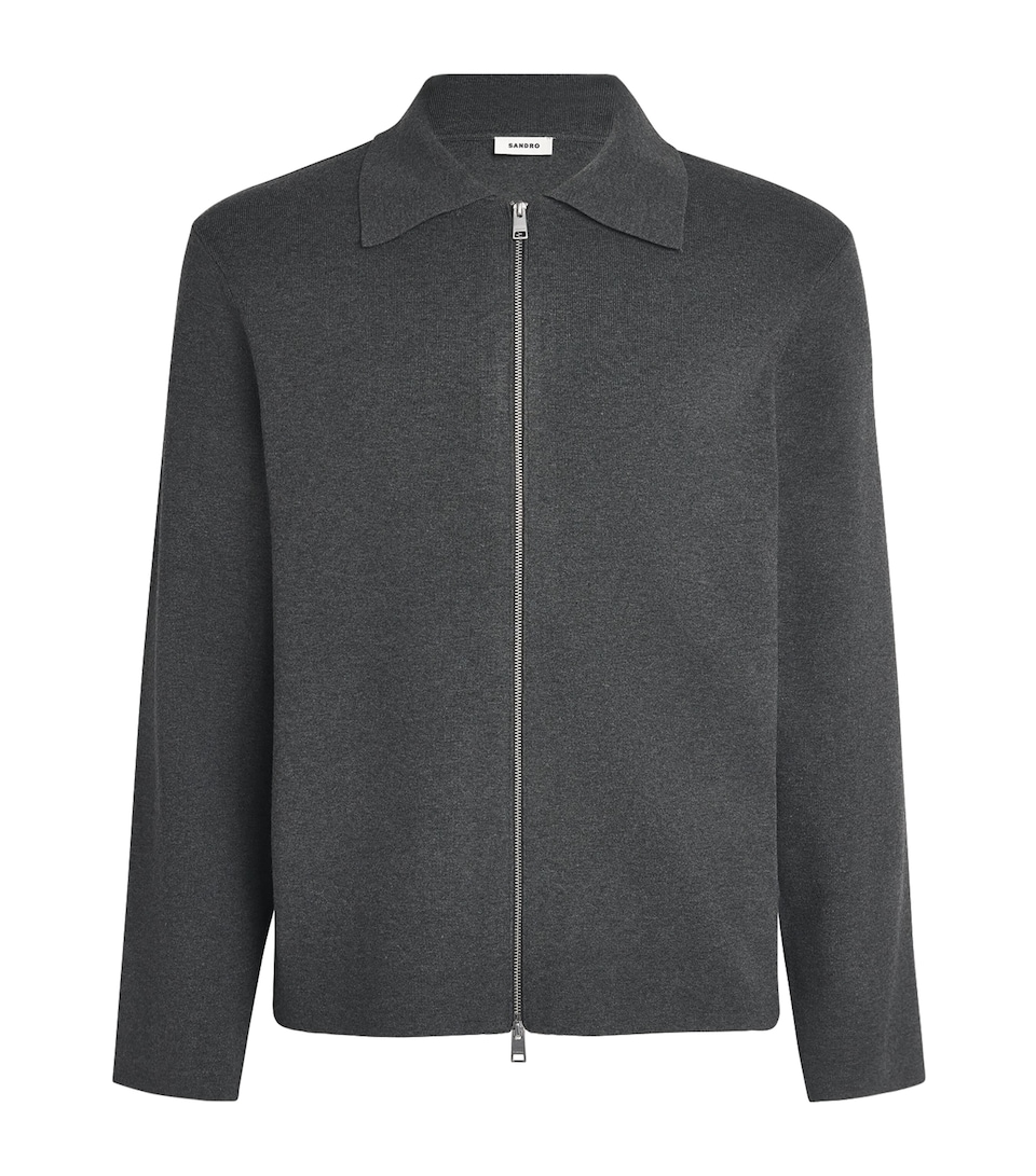 Sandro Paris Mens Zip-Up Cardigan Grey