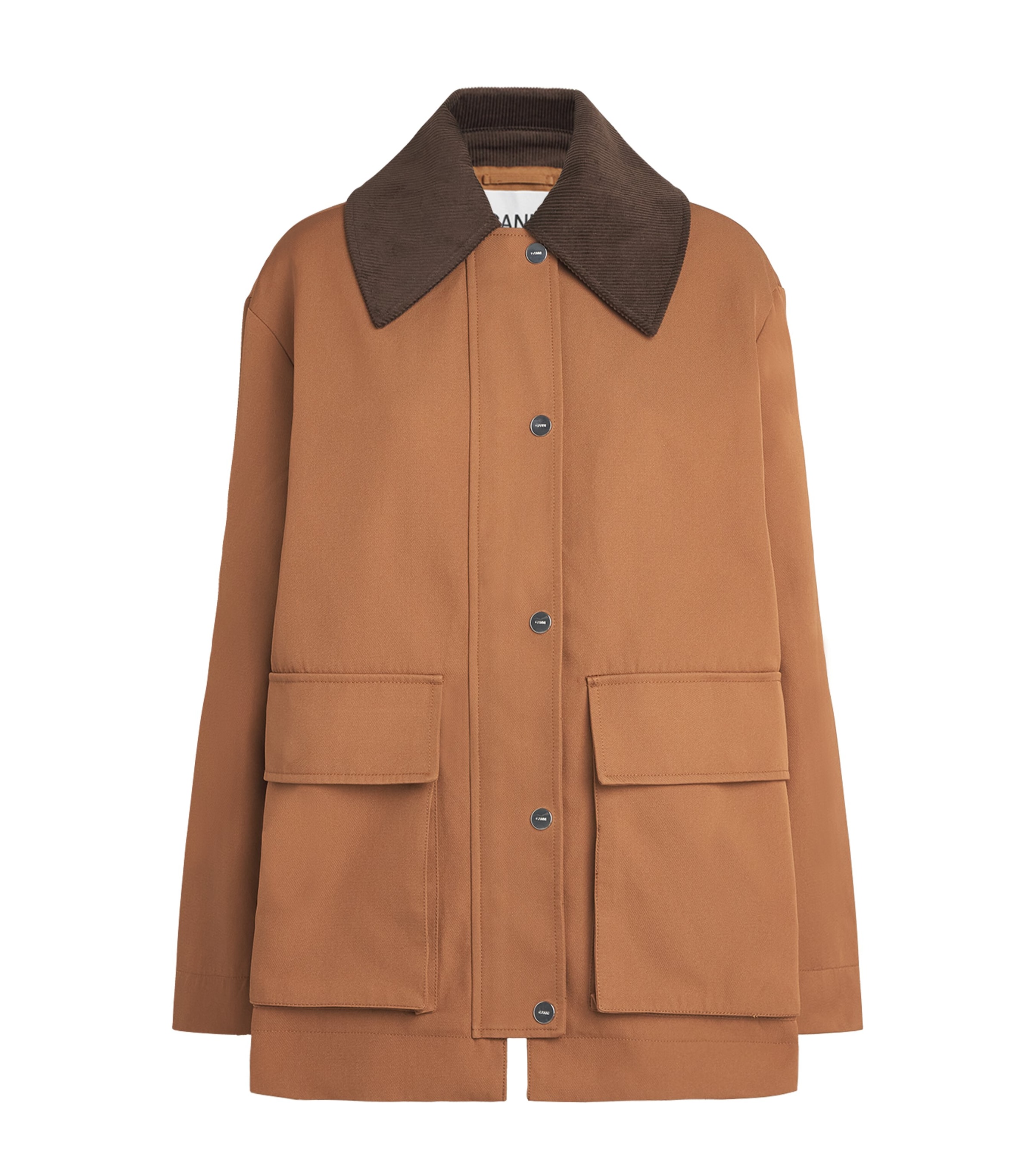 GANNI Womens Corduroy-Collar Field Jacket Cinnamon Swirl