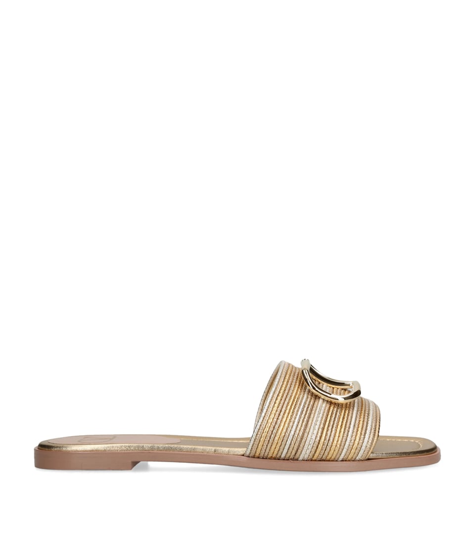Valentino Garavani Metallic Leather Cornely Slides Gold Comb