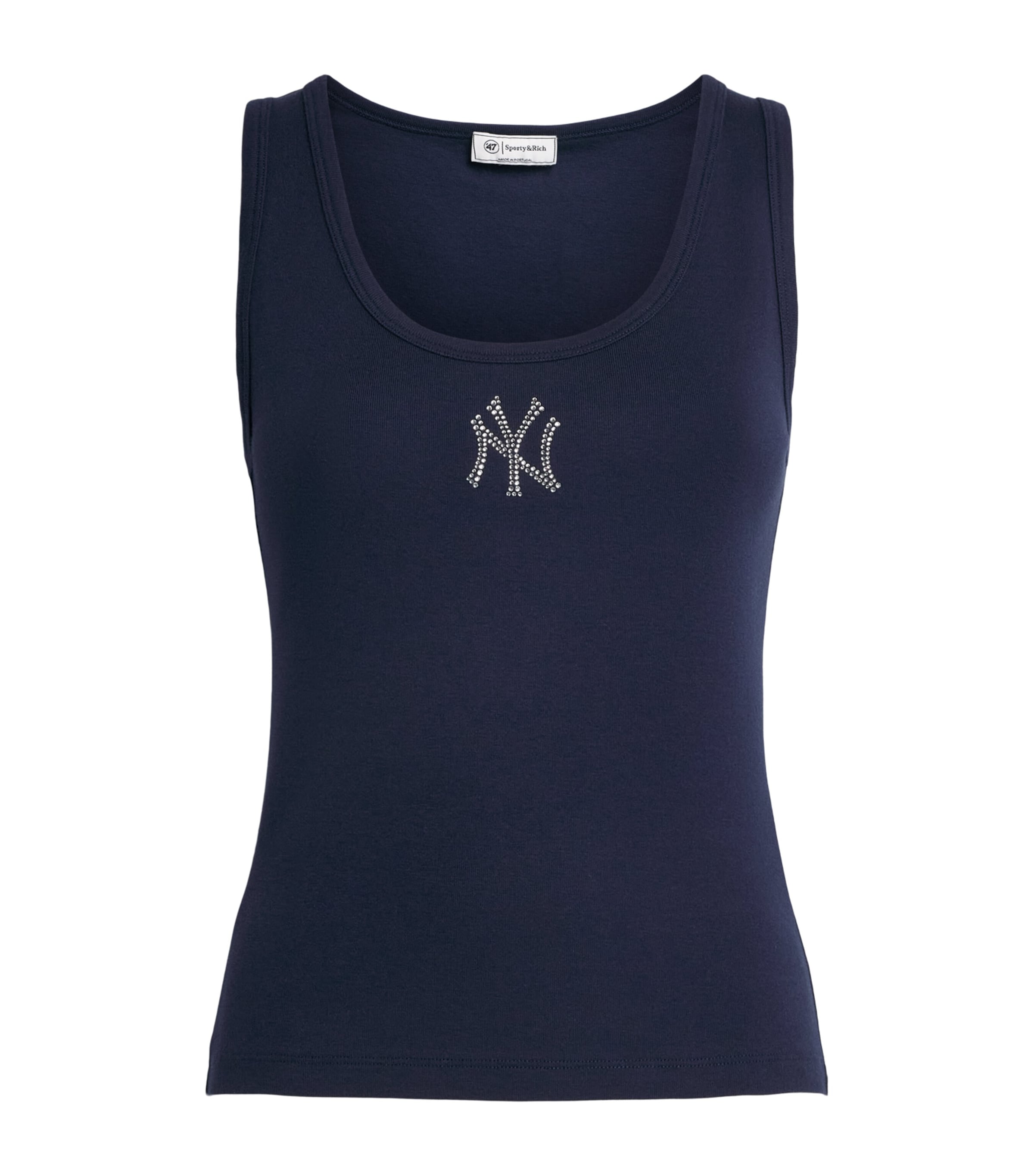 Sporty & Rich Womens x The New York Yankees Embellished Tank Top Dark Navy