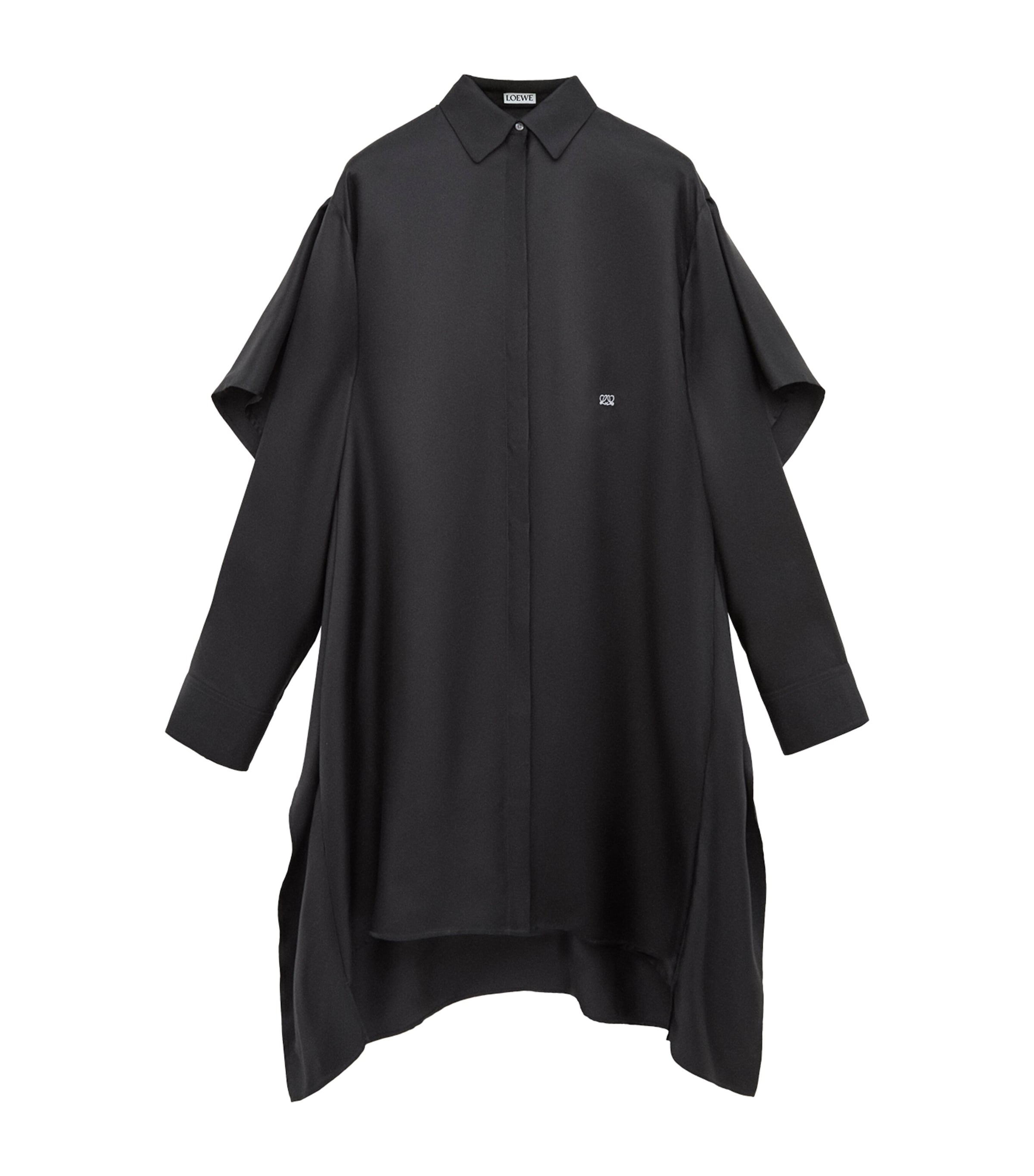LOEWE Womens Silk-Blend Draped Shirt Dress Black