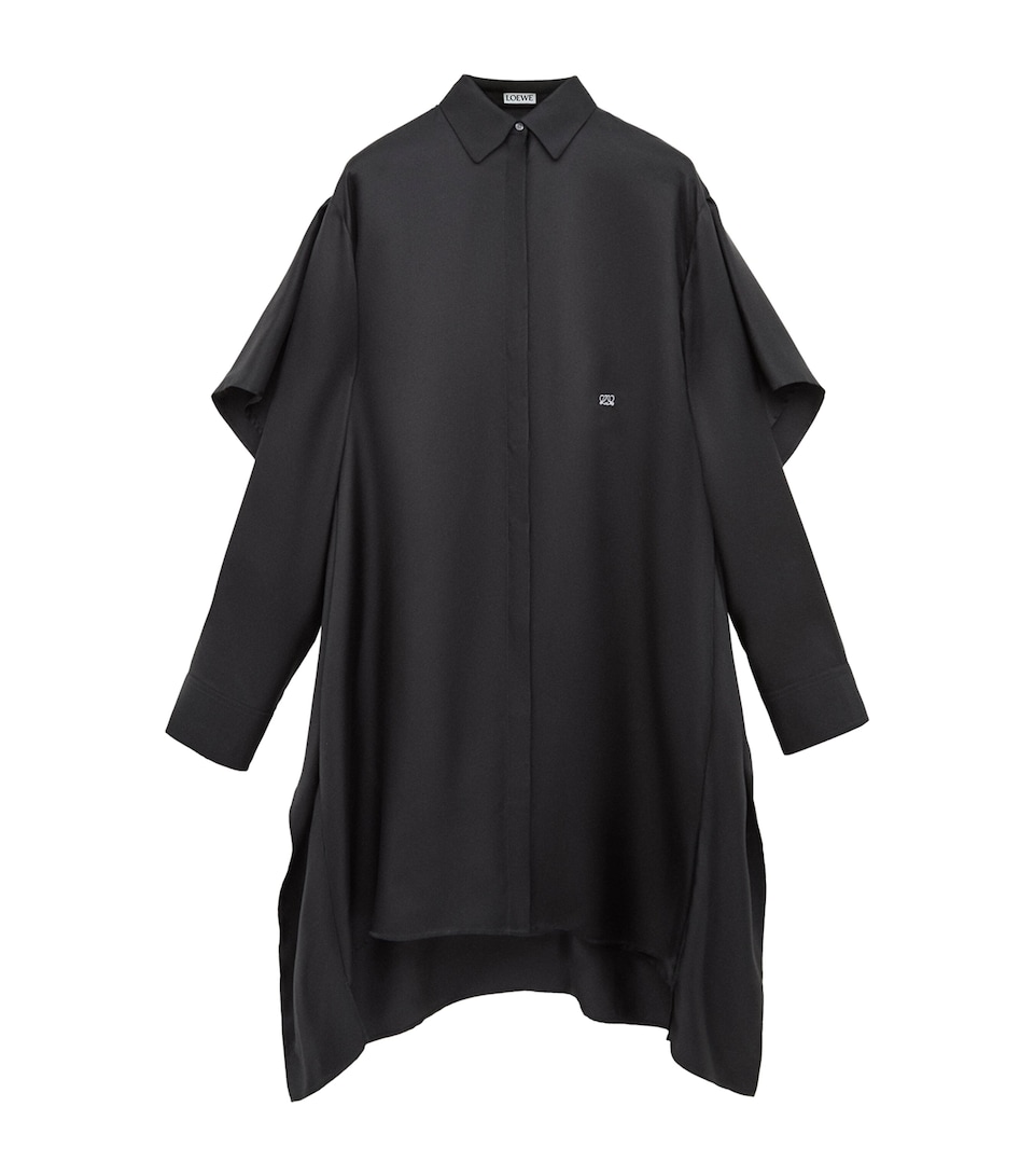 LOEWE Womens Silk-Blend Draped Shirt Dress Black