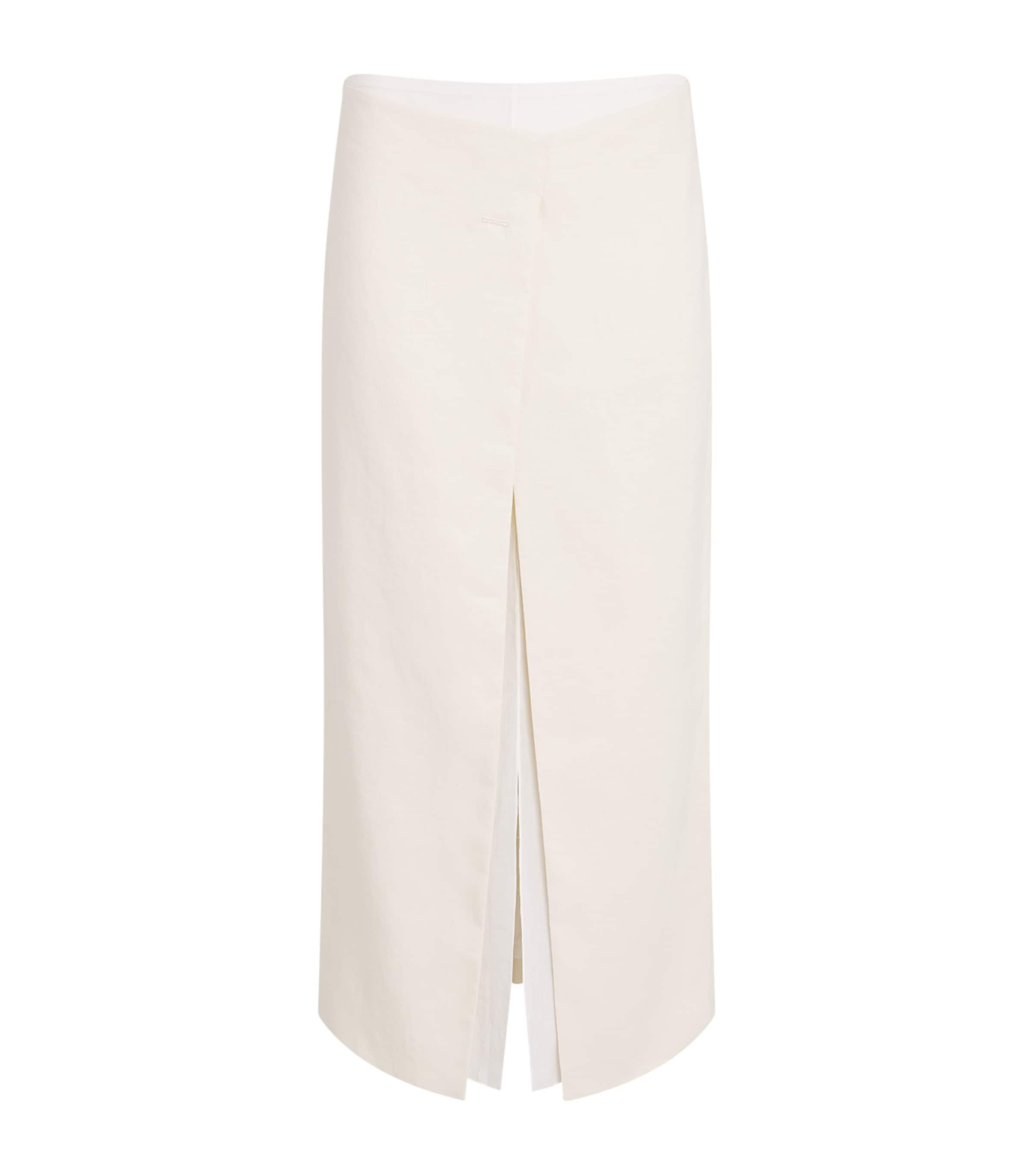 Khaite Womens Double-Layered Midi Skirt Cream