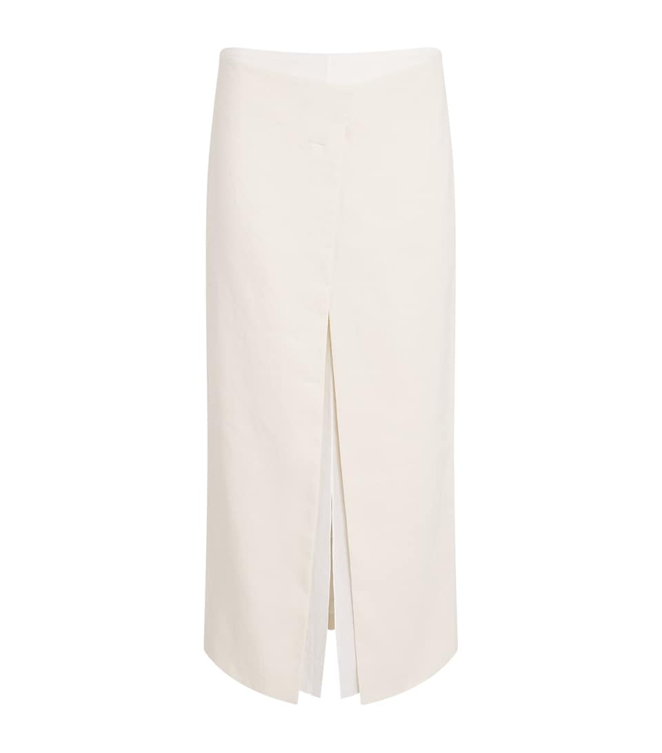 Khaite Womens Double-Layered Midi Skirt Cream