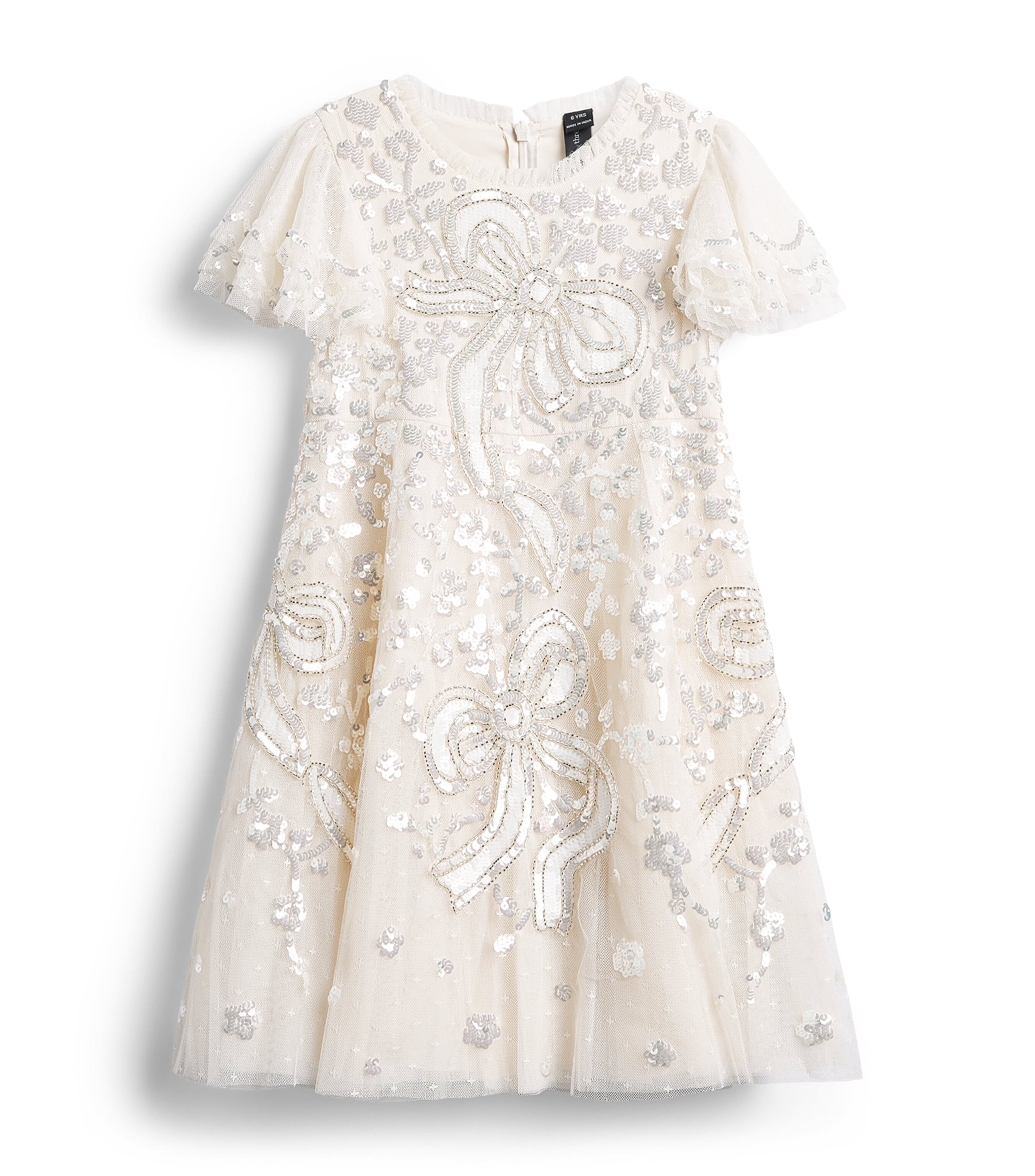 Needle & Thread Embellished Tulle Shirley Ribbon Dress (3-7 Years) Crm Cream