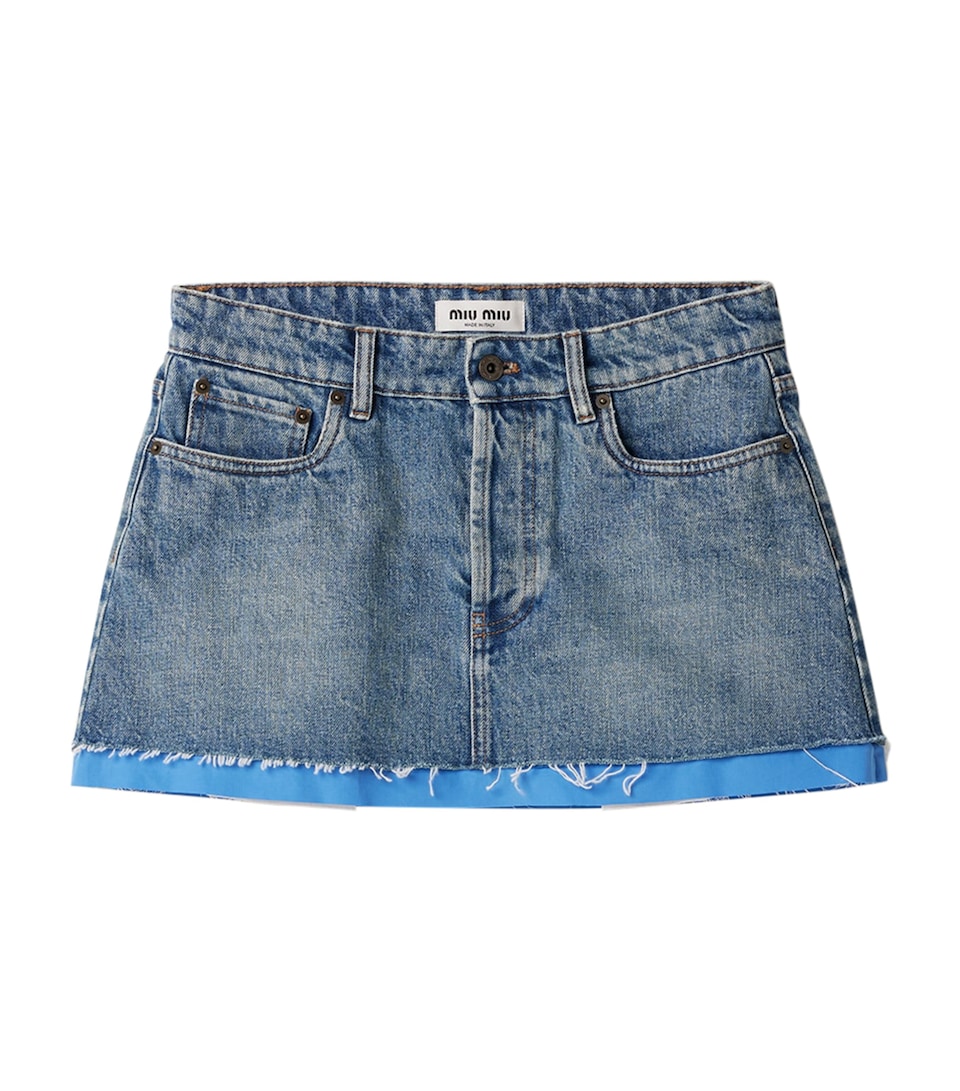 Poplin-Hem Denim Skirt