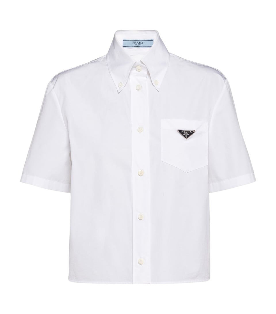 Prada Womens Cotton Poplin Logo Shirt