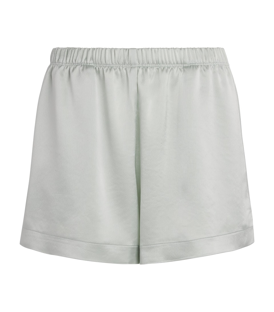 LESET Womens Satin Barb Shorts Watercress
