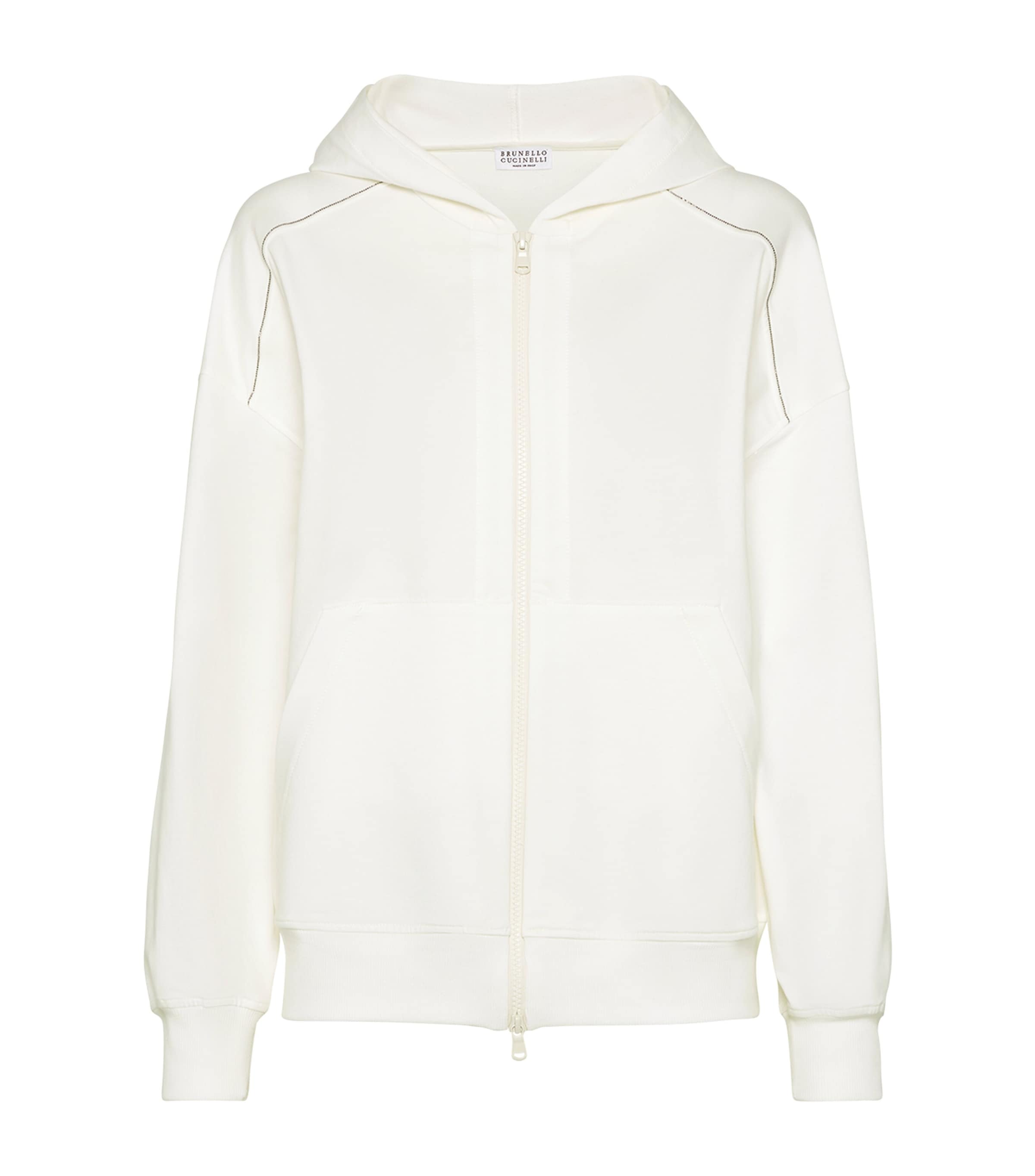 Stretch-Cotton Zip-Up Hoodie