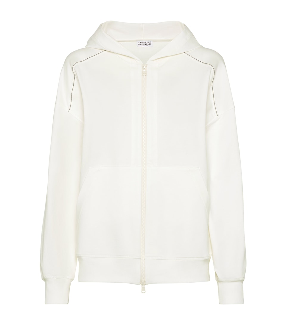 Stretch-Cotton Zip-Up Hoodie