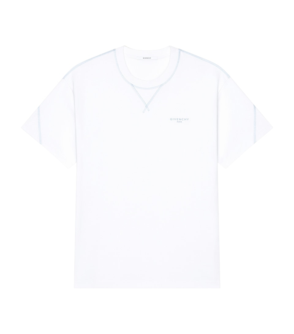 Givenchy Mens Cotton Contrast-Stitch Logo T-Shirt