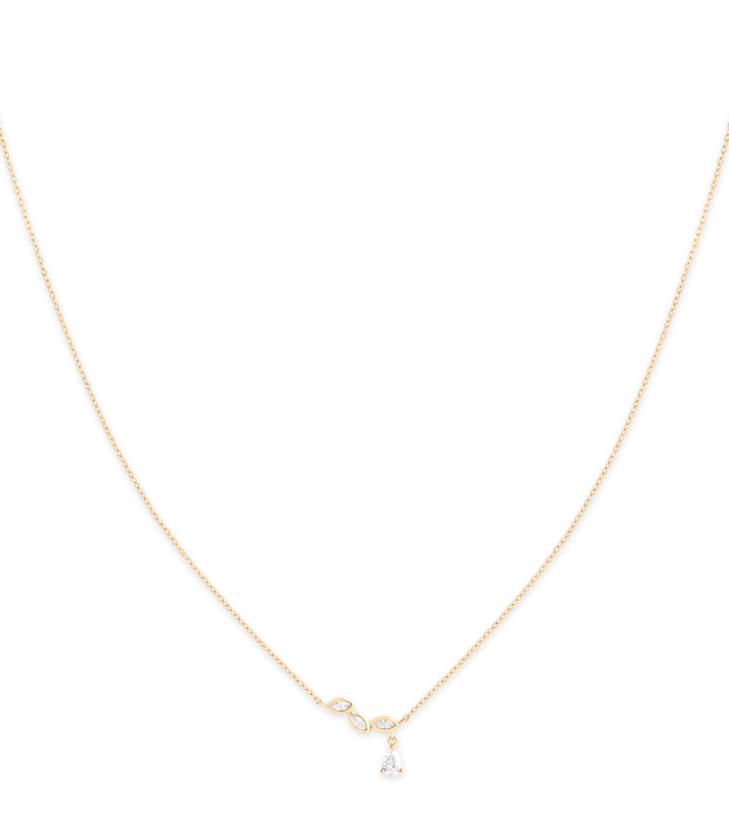Yellow Gold and Diamond Drop Pendant Necklace