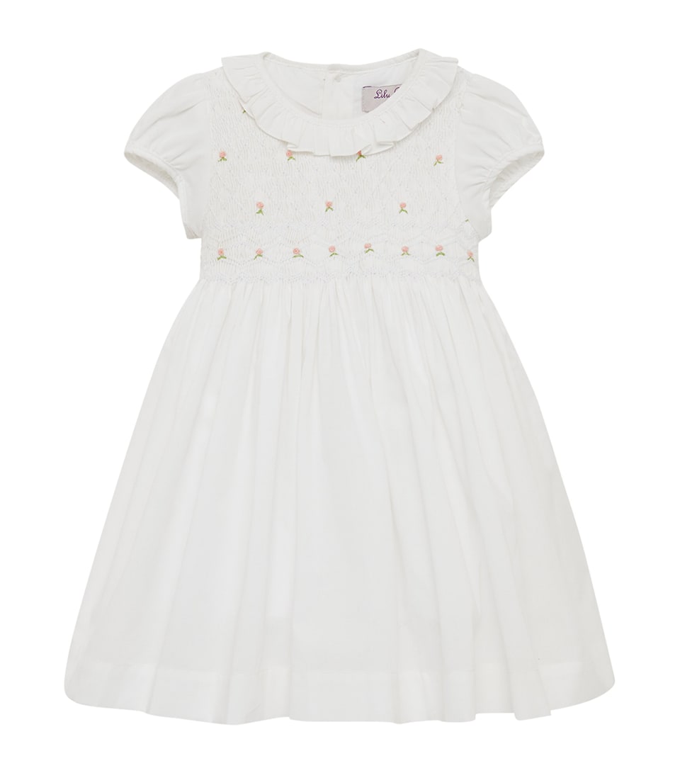 Trotters Smocked Willow Rose Dress (3-24 Months) White