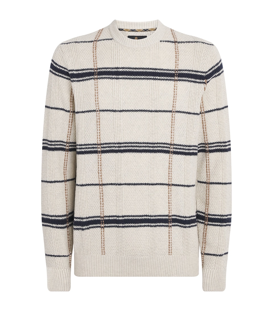 Barbour Mens Cotton-Wool Cable-Knit Fasey Sweater Whisper White