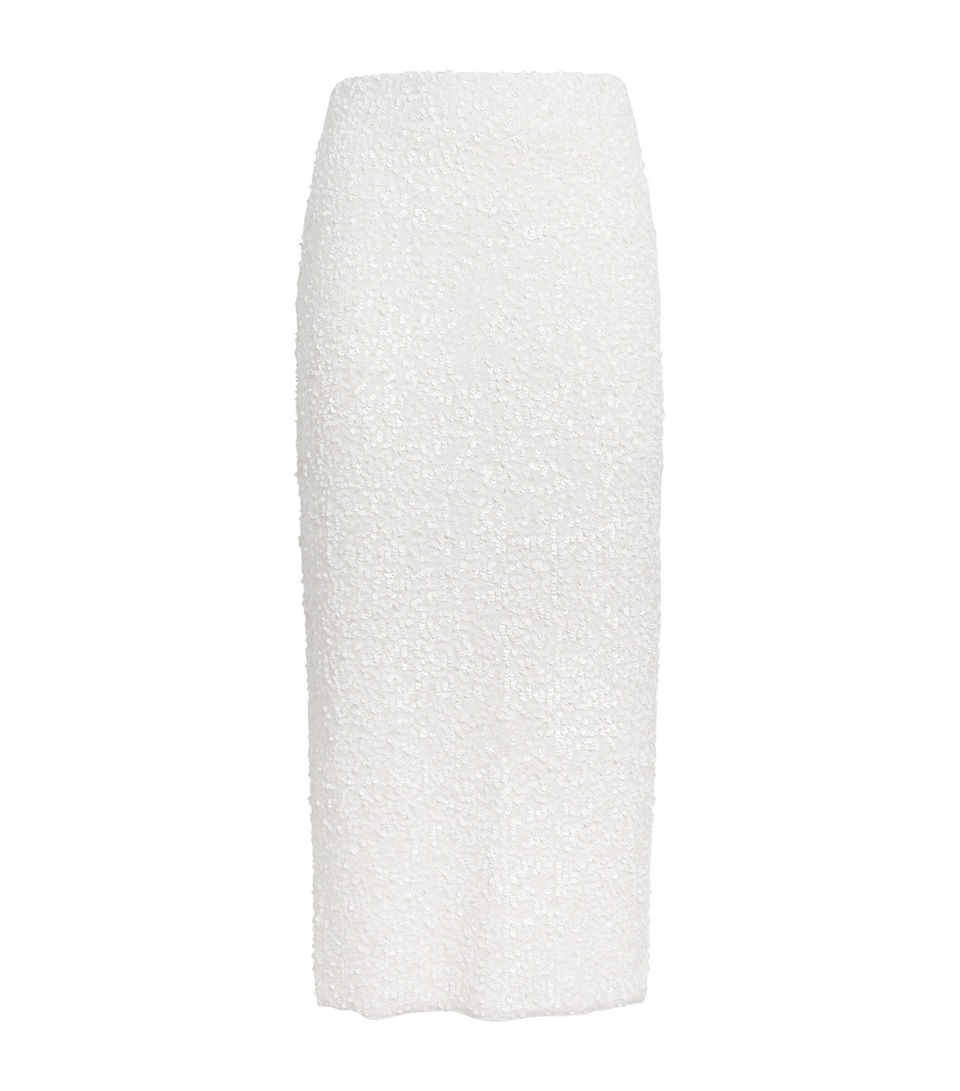 Adam Lippes Womens Sequin Knit Leto Midi Skirt Ivory