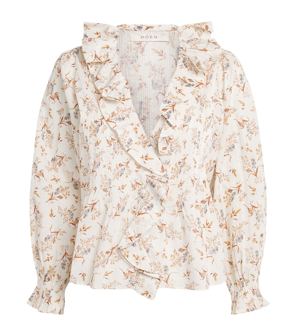 DÔEN Womens Organic Cotton Hardy Blouse Crm Windswept Meadow