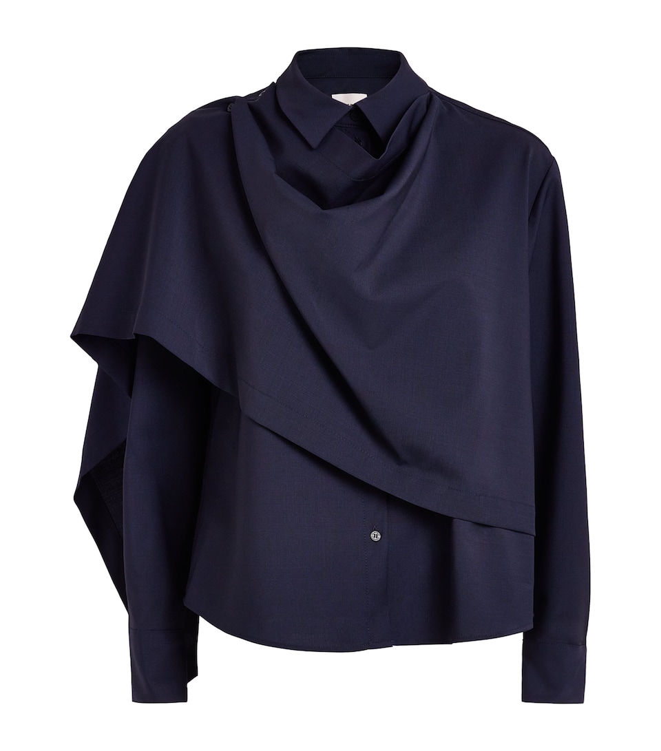 Claudie Pierlot Womens Wool-Blend Shawl Shirt Navy