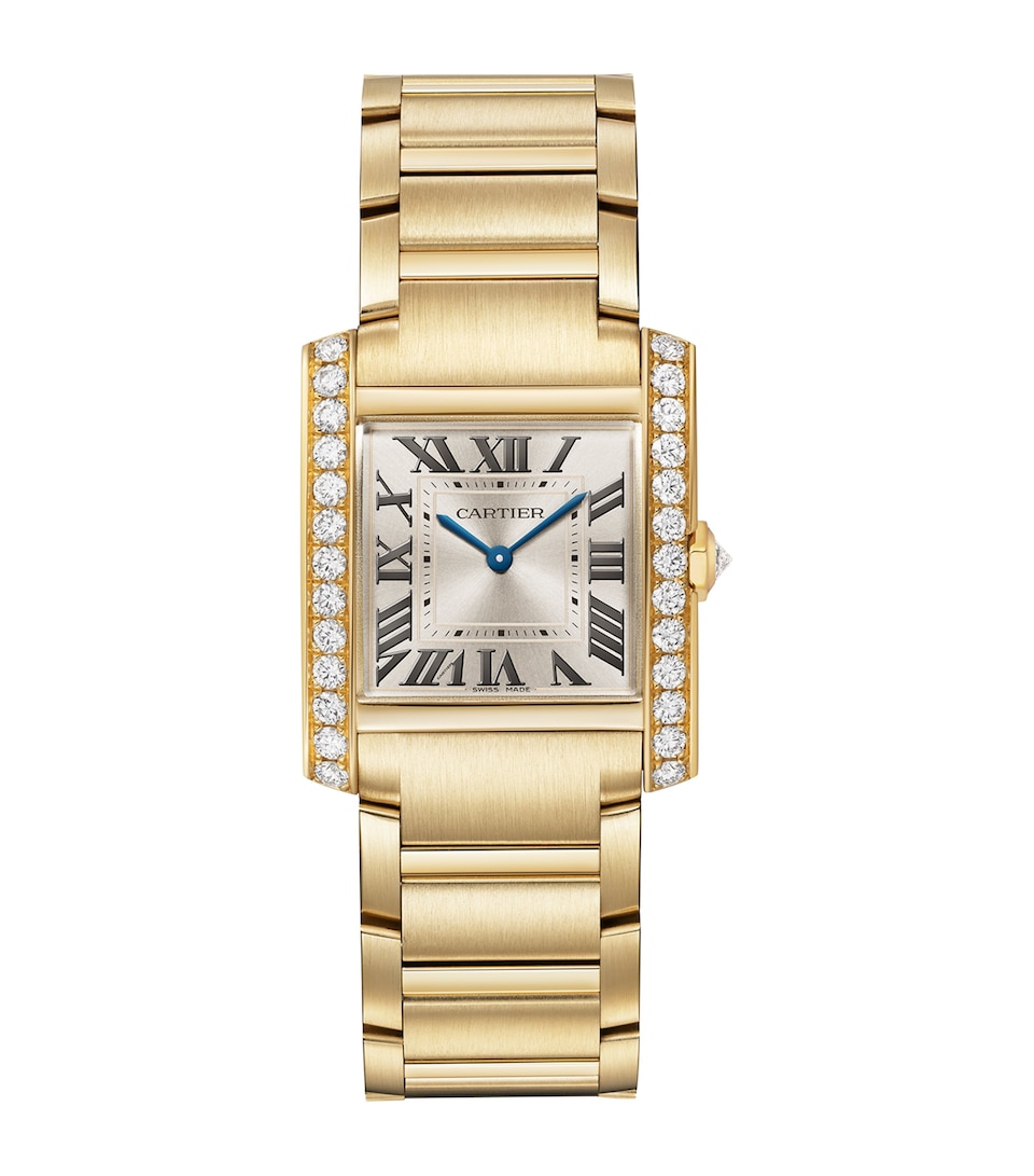 Medium Yellow Gold and Diamond Tank Française Watch 27mm