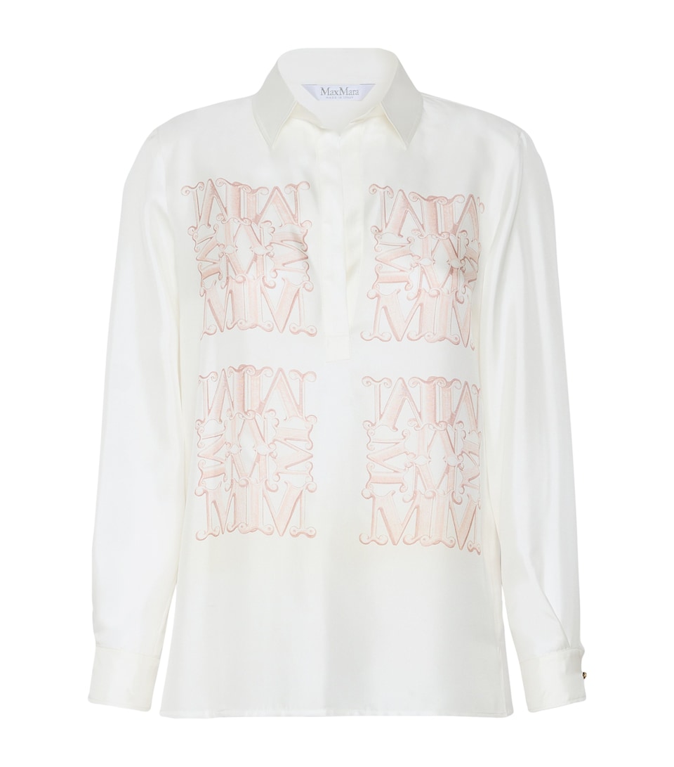 Max Mara Womens Silk Monogram Shirt Powder
