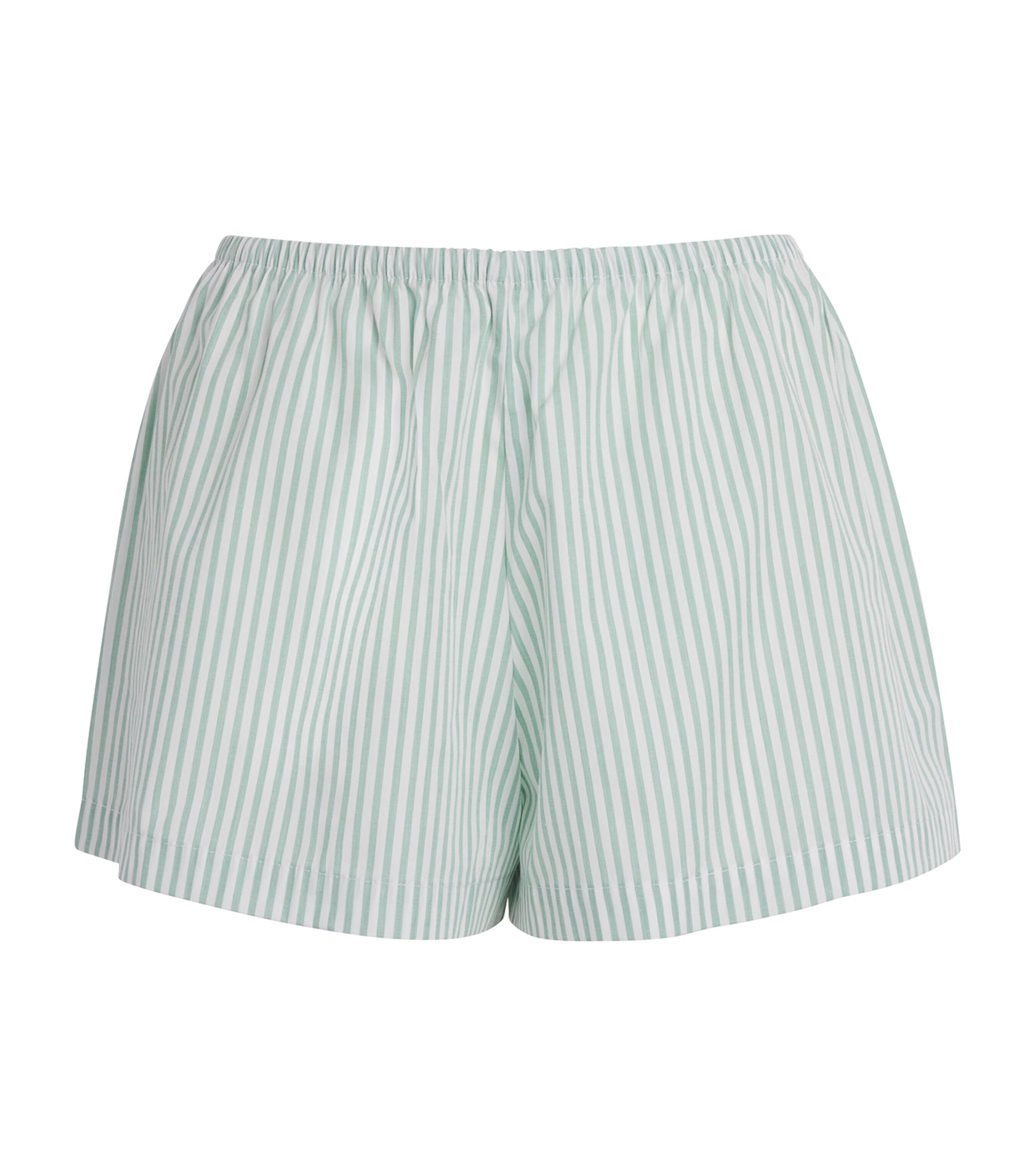 LESET Womens Cotton-Blend Stripe Yoshi Shorts Vert Stripe
