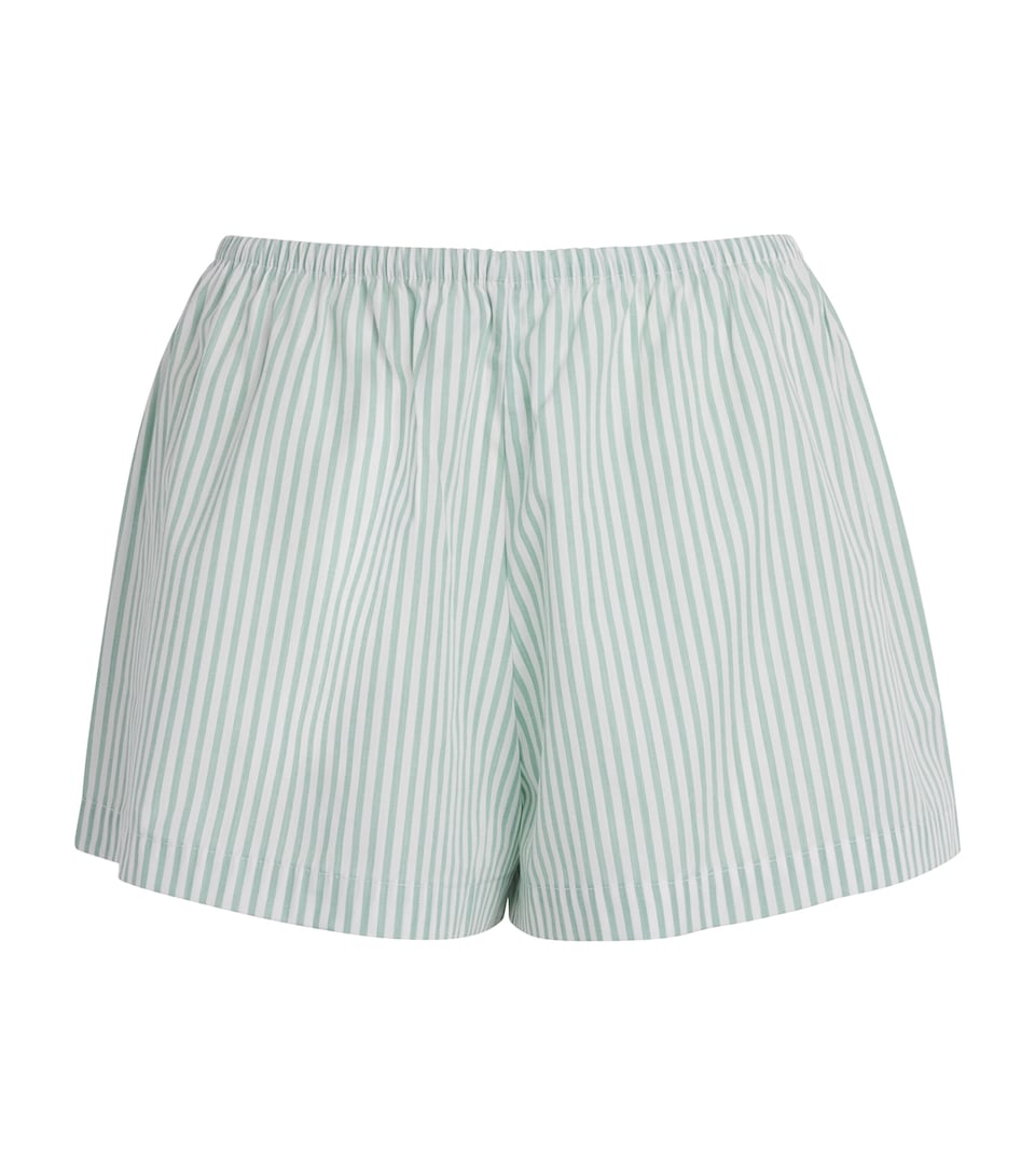 LESET Womens Cotton-Blend Stripe Yoshi Shorts Vert Stripe