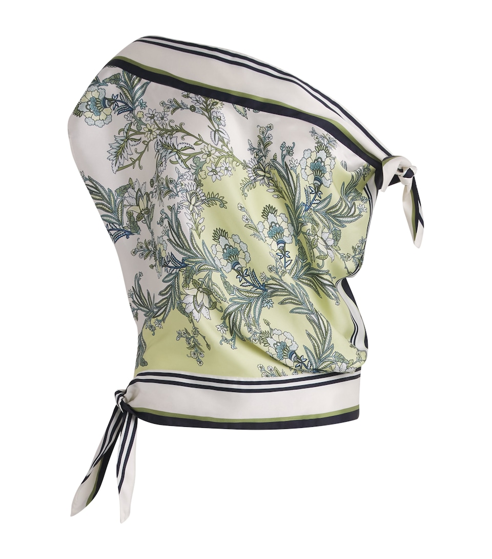 Veronica Beard Womens Satin One-Shoulder Tari Blouse Lght Pist Mlti