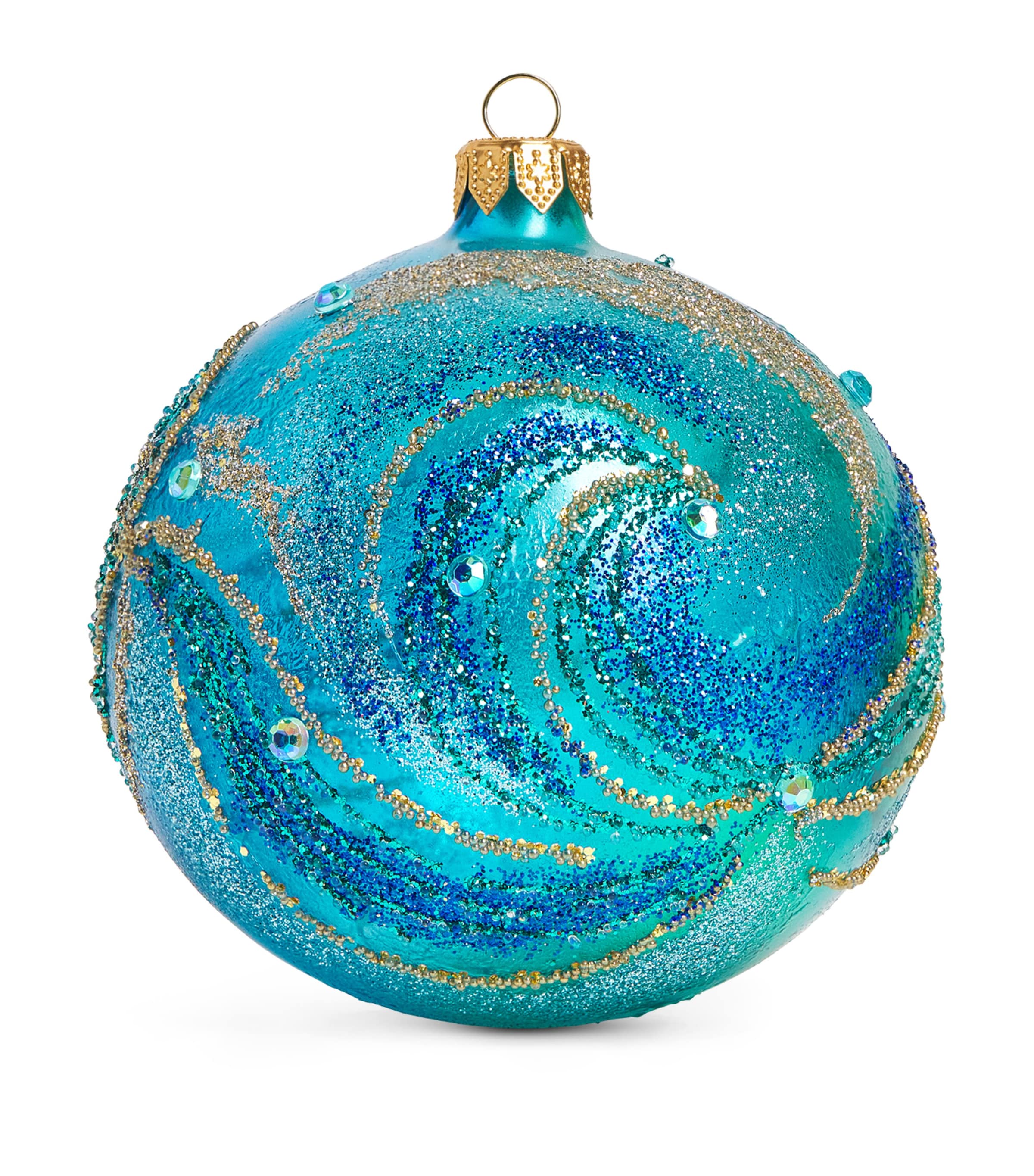 Harrods Gitter Wave Bauble Blue
