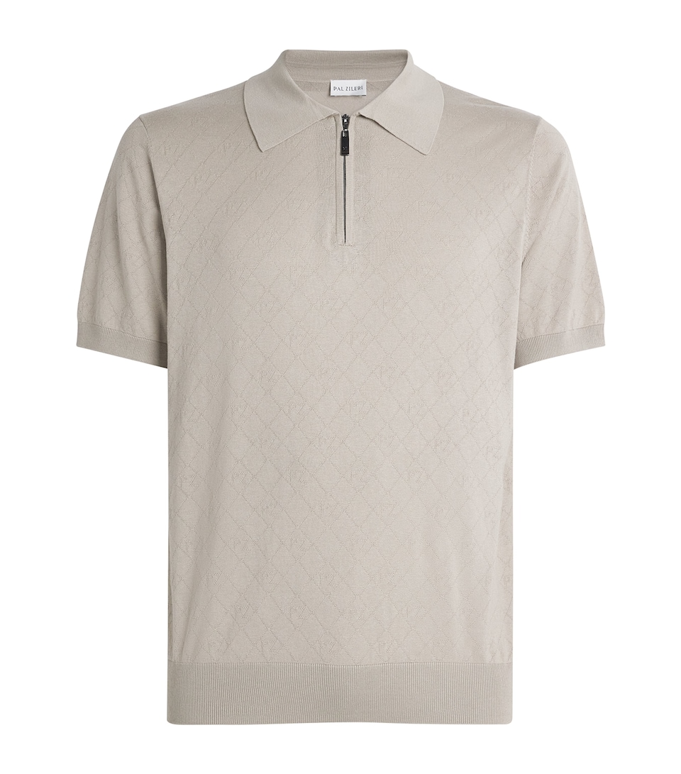 Silk-Cotton Zip Polo Shirt