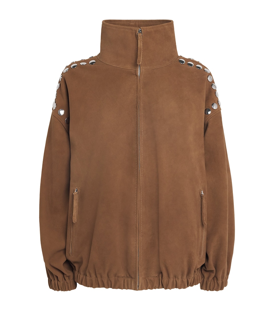 Suede Studded Bomber Jacket