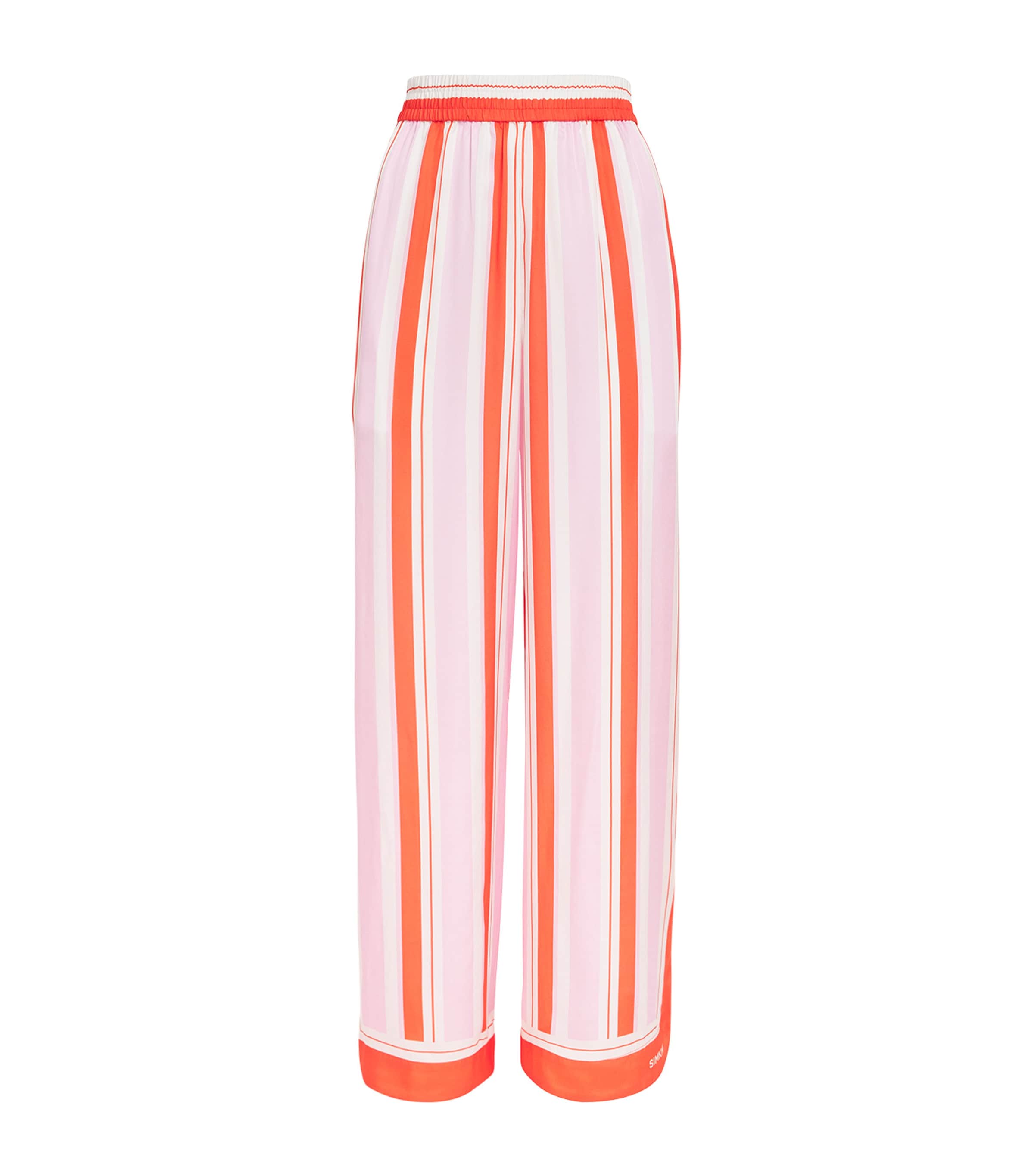 Silk-Blend Stripe Zuna Wide-Leg Trousers