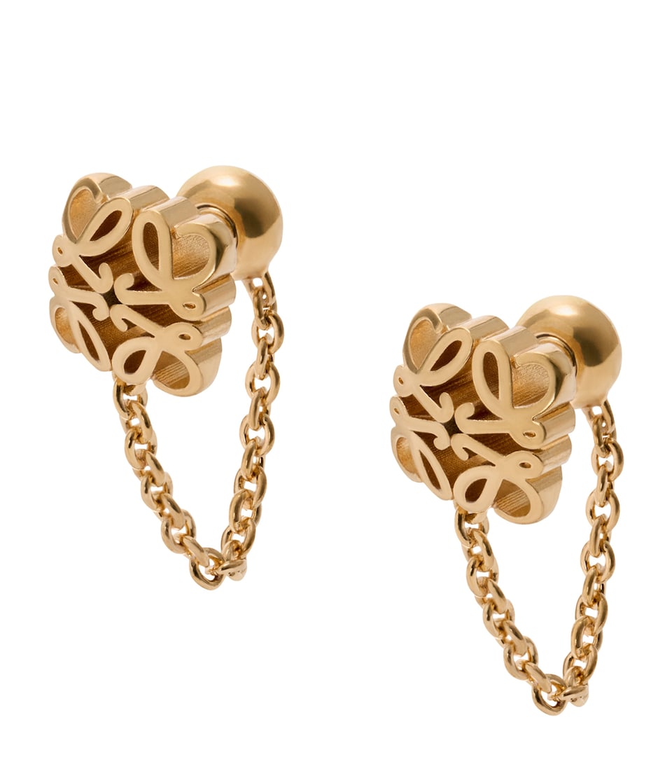 LOEWE Bombé Anagram Chain Stud Earrings Gold