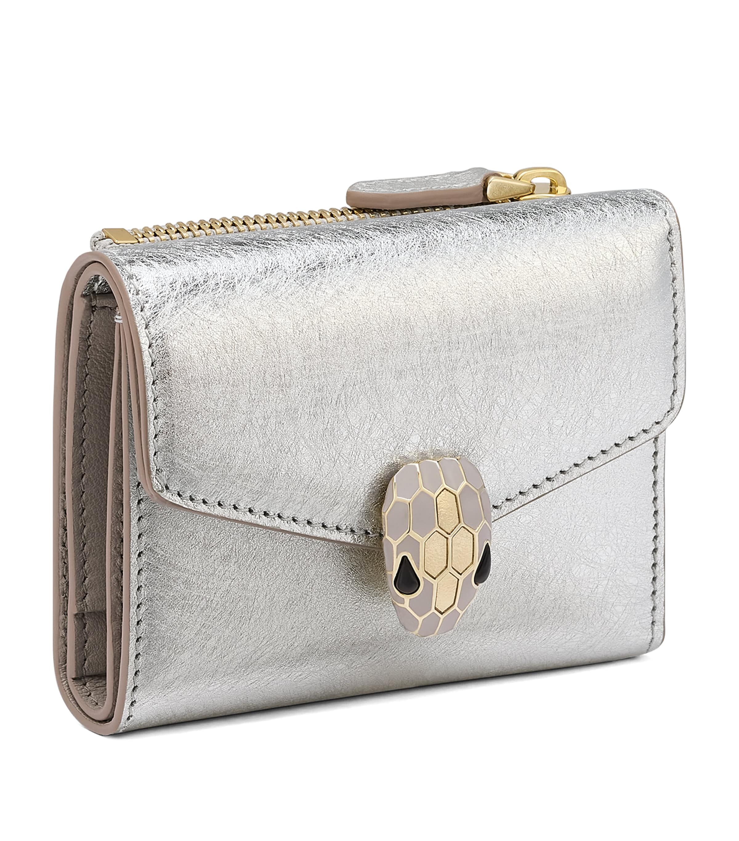 Bvlgari Leather Serpenti Forever Wallet Silver